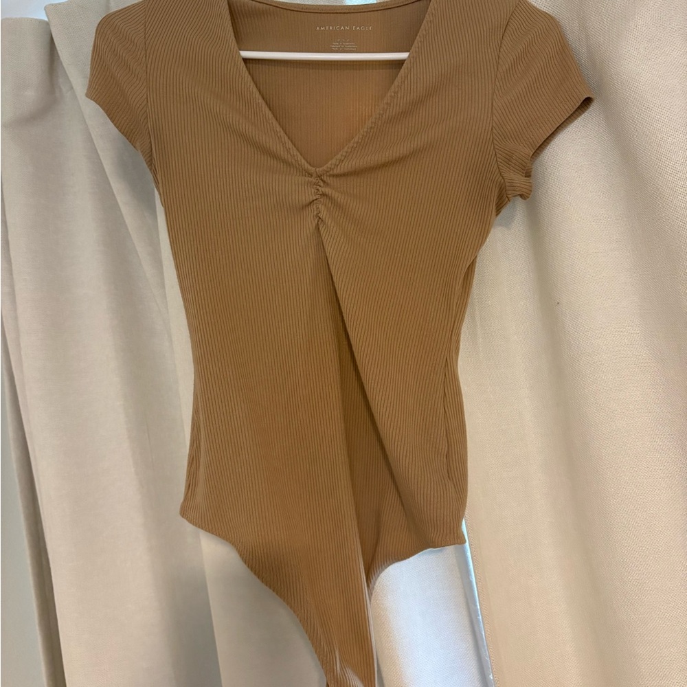American Eagle Outfitters Tan Ribbed Bodysuit